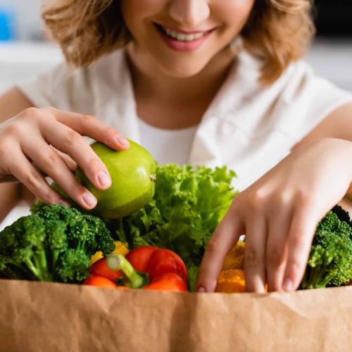 Woman with groceries